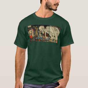 Damen Vintage Japan riesiges Skelett Halloween H T-Shirt