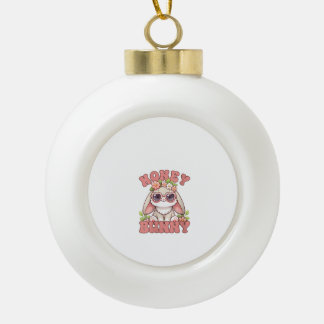 Damen Vintage Ostern Honey Bunny Blumen Hase L Keramik Kugel-Ornament