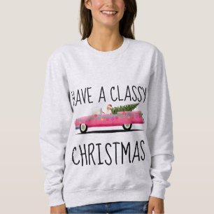 DAMEN VINTAGE ROSA AUTO WEIHNACHTEN T-Shirts