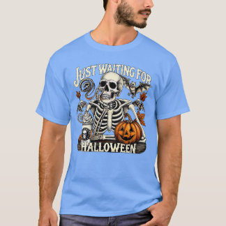 Damen warten nur auf Halloween-Skelett-Kaffee T-Shirt