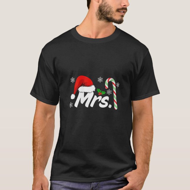 Damen Weihnachtsmannmütze Paare Matching Chris T-Shirt (Vorderseite)