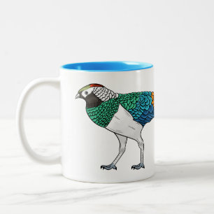 Damenfasan-Vogel-Cartoon-Illustration  Zweifarbige Tasse