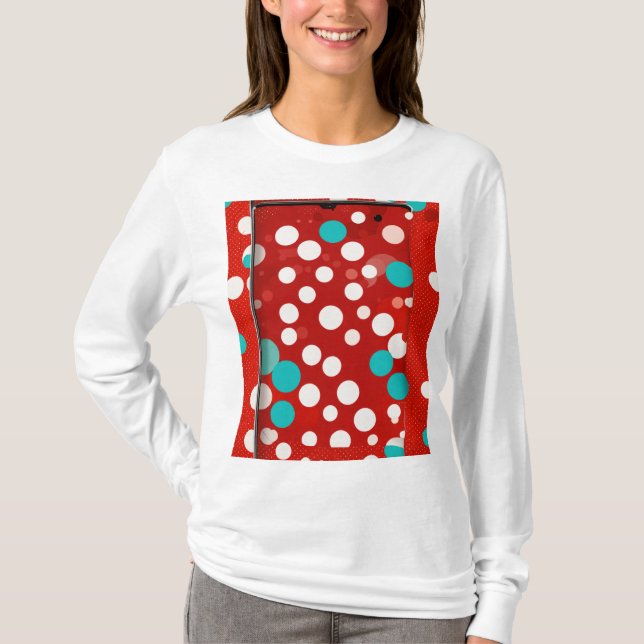 Damenhemd mit rotem Folka-Design T-Shirt (Vorderseite)