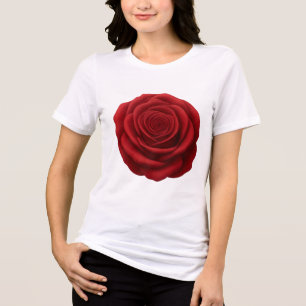 Damenhemd - Rote Rosenblüte Tri-Blend Shirt