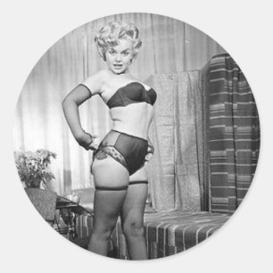 Damenwäschemodel Vintage-Foto Runder Aufkleber