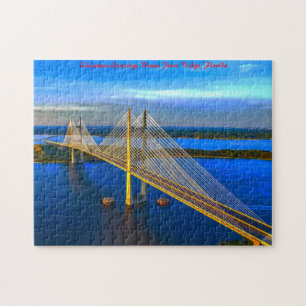 Dames Point Bridge Florida. Weihnachtsgrüße Puzzle