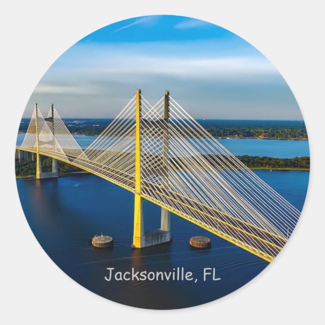 Dames Point Bridge, Jacksonville Runder Aufkleber (Vorderseite)