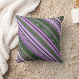 Dame's Rockets Lila und grüner Streifen Kissen