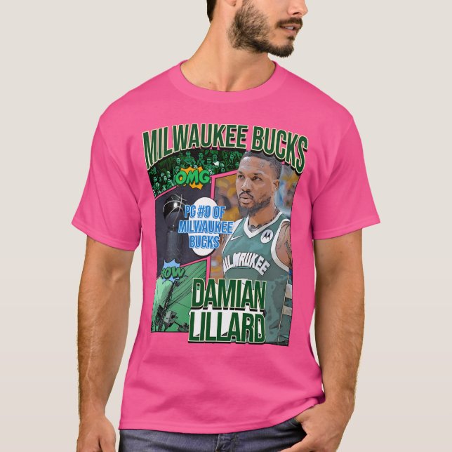 Damian Lillard Basketball Art Bucks 1 T-Shirt (Vorderseite)