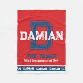 Damian Name bedeutet Sportmonogramm rot blau Fleecedecke