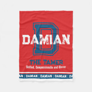 Damian Name bedeutet Sportmonogramm rot blau Fleecedecke