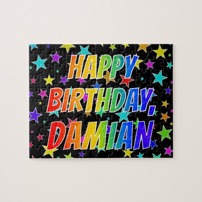 "DAMIAN" Vorname, Spaß "GLÜCKLICHER GEBURTSTAG" Puzzle (Horizontal)