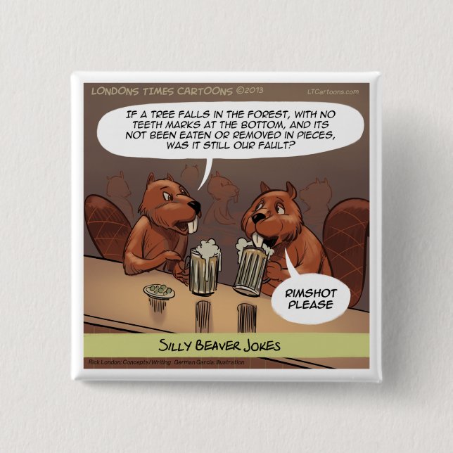 Dämliche Biber Witze Lustiger Cartoon Button (Vorderseite)
