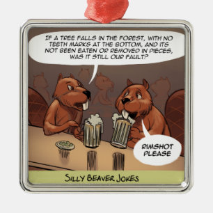 Dämliche Biber Witze Lustiger Cartoon Ornament Aus Metall