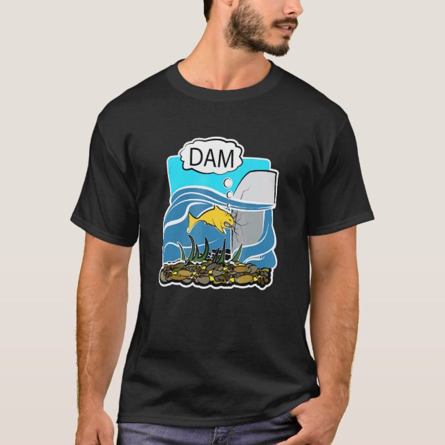 Damm Fisch Grafik Design Witz Tier T-Shirt (Vorderseite)
