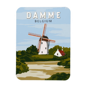 Damme Belgien Retro-Reise Kunst Vintage Magnet