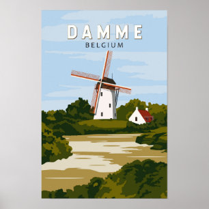Damme Belgien Retro-Reise Kunst Vintage Poster