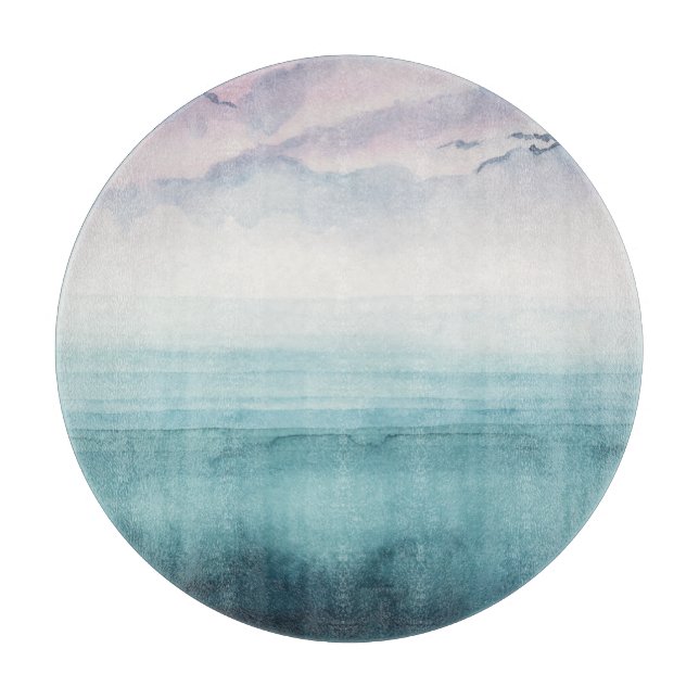 Dämmerung an der Bucht - Wasserfarbe Schneidebrett (Vorderseite)