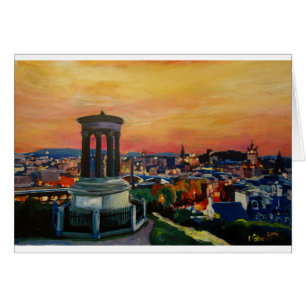 Dämmerung Edinburghs Schottland Skylineat