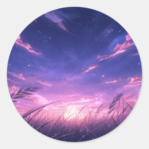 Dämmerung-Himmel-Stickerbogen Runder Aufkleber