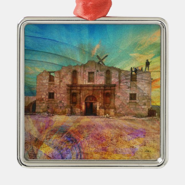 Dämmerung im Alamo Silbernes Ornament (Vorne)