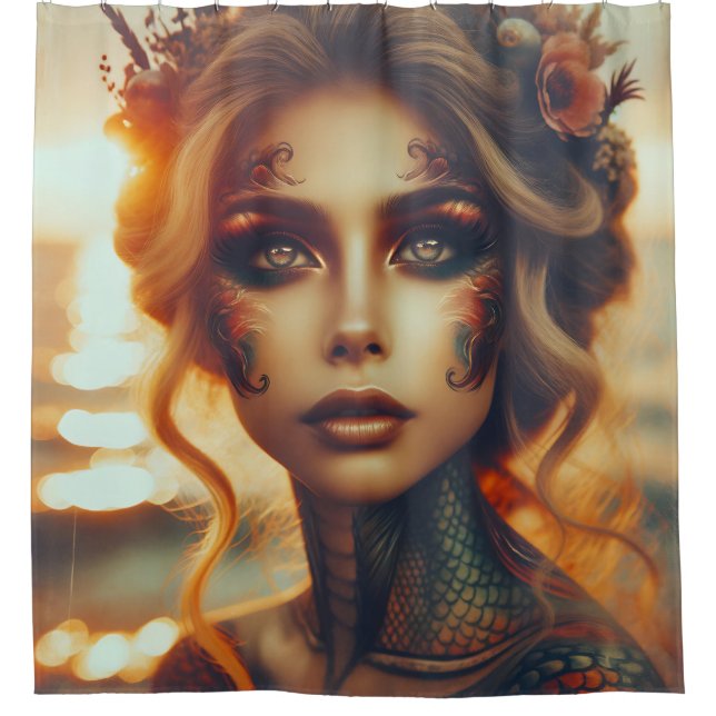 "Dämmerung: Meerjungfrau Tattoos" Duschvorhang (Vorderseite)