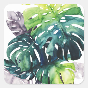 Dämmerungs-Palmen - aufgeteiltes Blatt Quadratischer Aufkleber