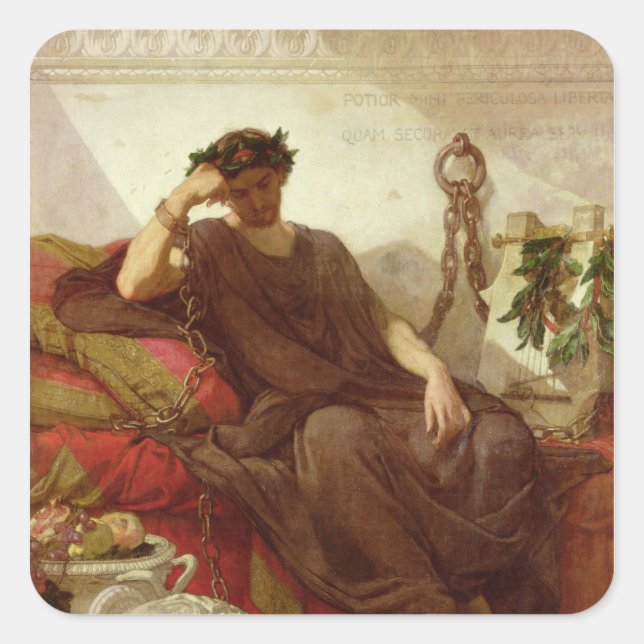 Damocles, 1866 quadratischer aufkleber (Vorderseite)
