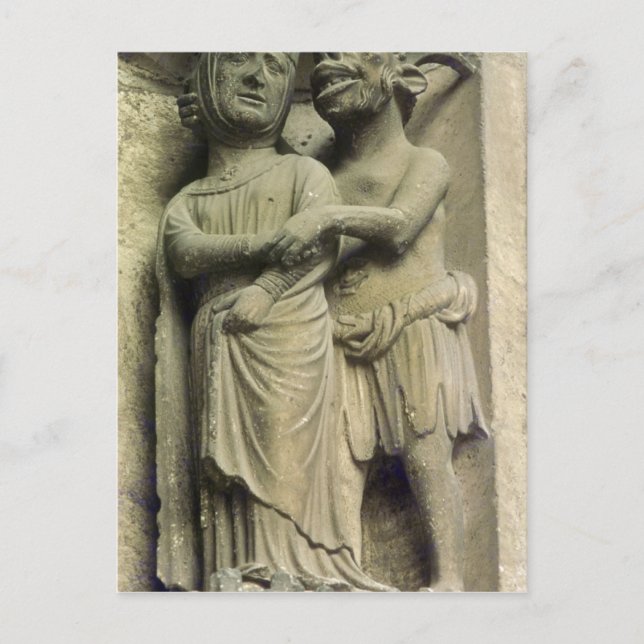 Dämon, der eine Frau verführt, äußere Figur Postkarte (Vorderseite)