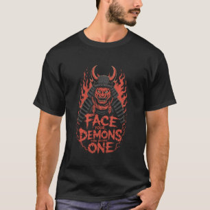 Dämon Katzen Samurai Stelle dich deinen Dämonen Kr T-Shirt