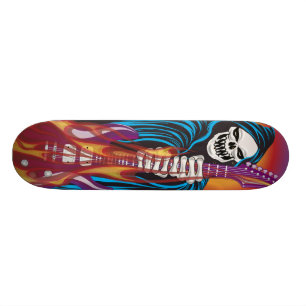 Dämon mit lodernder Gitarre Skateboard