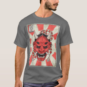 Dämon Oni-Maske Yokai-Briefmarke japanische Ästhet T-Shirt