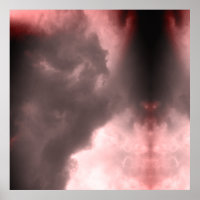 Dämon und Drache kämpfen im roten Himmel