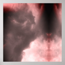 Dämon und Drache kämpfen im roten Himmel