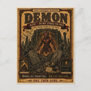 Dämon, Vintage-Zirkus-Monster Postkarte