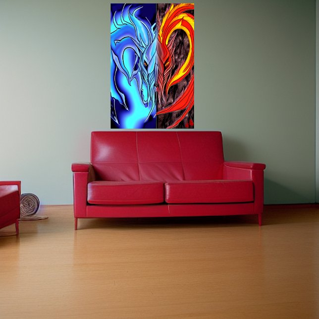 Dämon von Wasser und Feuer | AI Art Poster (Von Creator hochgeladen)