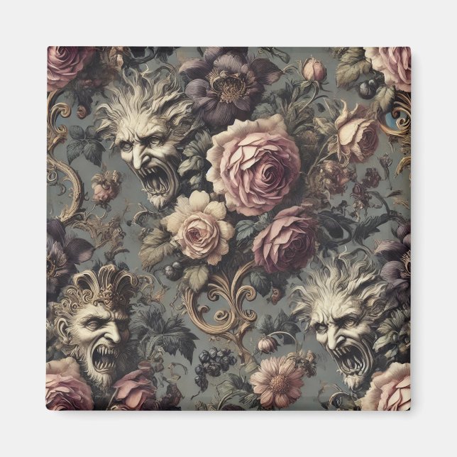 Dämonen von Delinquenz - gotisches Blumendesign Magnet (Vorne)