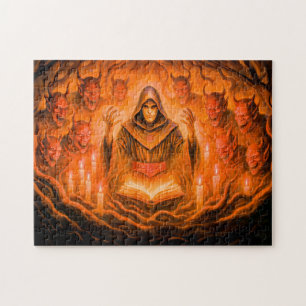 Dämonenbeschwörer-Magier in Ölmalerei Puzzle