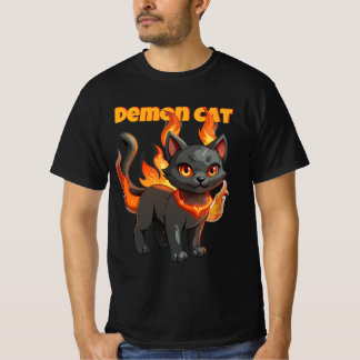 Dämonenkatze Feuergeist - Feurige schwarze Katze K T-Shirt