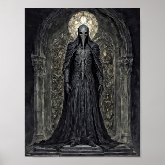 Dämonenritter in einer gotischen Kirche Poster