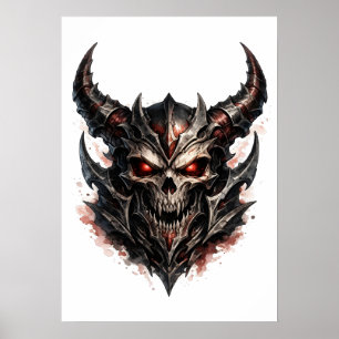 Dämonenschädel mit Hörnern Poster