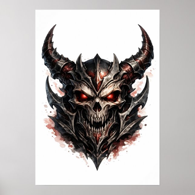 Dämonenschädel mit Hörnern Poster (Vorne)