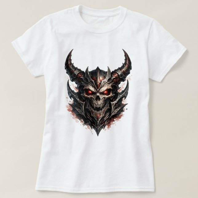 Dämonenschädel mit Hörnern T-Shirt (Design vorne)