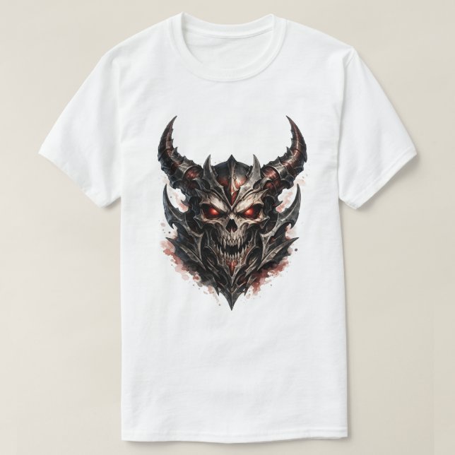 Dämonenschädel mit Hörnern T-Shirt (Design vorne)