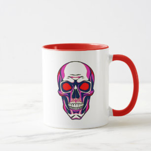 Dämonenschädel mit roten Augen und Neonfarben. Tasse