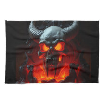 Dämonenschädel-Thron-Halloween-Küchentuch