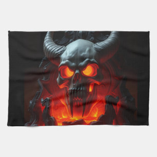 Dämonenschädel-Thron-Halloween-Küchentuch Geschirrtuch