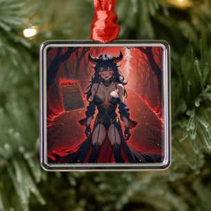 Dämonin mit Kontakt am Kreuzweg, Anime-Dämon Ornament Aus Metall