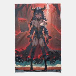 Dämonin mit Kontakt auf der Kreuzung, Anime-Dämon Geschirrtuch