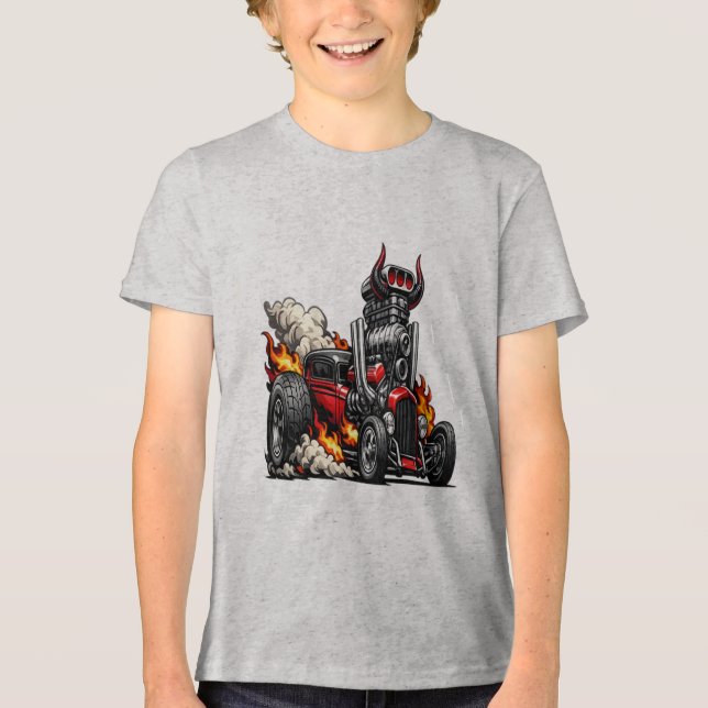 Dämonischer Hot Rod Tri-Blend Shirt (Vorderseite)